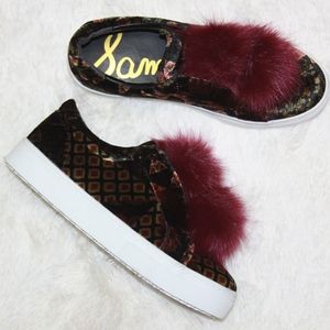 Sam Edelman 'Leya' Faux Fur Laceless Sneakers